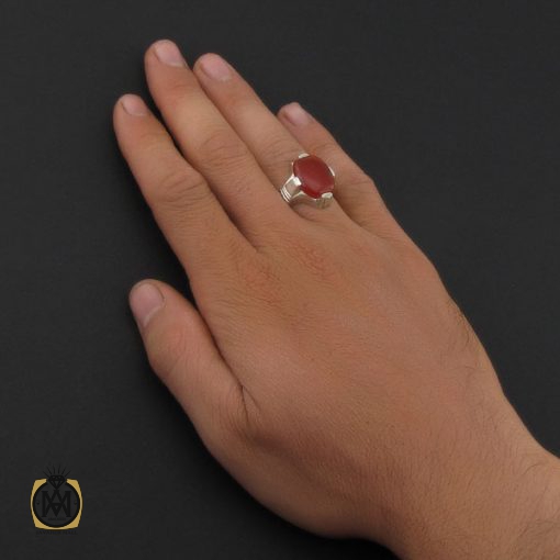 5 انگشتر عقیق یمن خوش رنگ مردانه - کد 8910 - تصویر 5