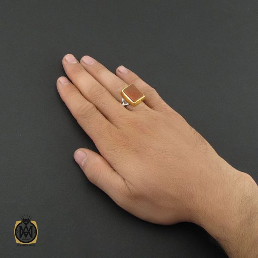 انگشتر عقیق یمن با حکاکی یا امیرالمومنین حیدر مدد دست ساز مردانه - کد 8916 - تصویر 5