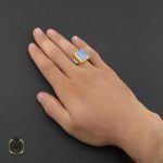انگشتر عقیق کبود یمن تراش دست ساز مردانه - کد 8919 - تصویر 5