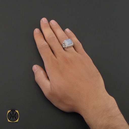 انگشتر عقیق کبود یمن دست ساز مردانه - کد 8925 - تصویر 5