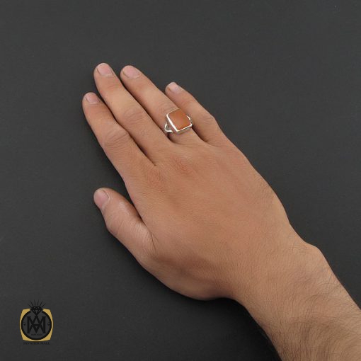 انگشتر عقیق یمن با حکاکی شرف الشمس دست ساز مردانه - کد 8926 - تصویر 5