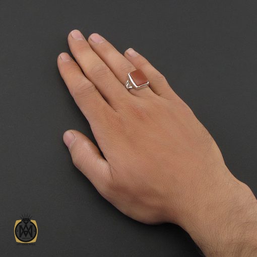 انگشتر عقیق یمن با حکاکی شرف الشمس دست ساز مردانه - کد 8927 - تصویر 5