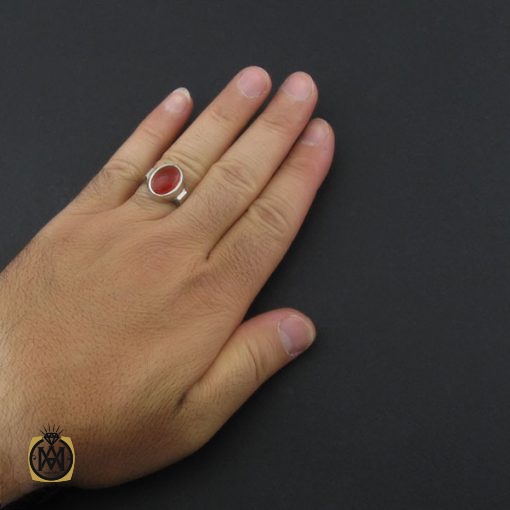 انگشتر عقیق یمن خوش رنگ مردانه دست ساز - کد 8933 - تصویر 5