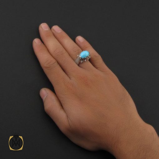 5 انگشتر فیروزه نیشابوری خوش طبع مردانه – کد 8812 - تصویر 5