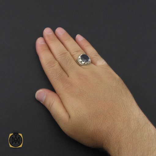 انگشتر یاقوت کبود مردانه دست ساز - کد 8944 - تصویر 5