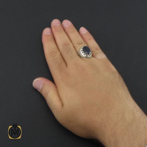 انگشتر یاقوت کبود مردانه دست ساز - کد 8947 - تصویر 5
