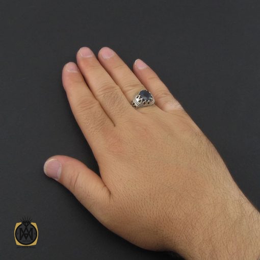 انگشتر یاقوت کبود خوش رنگ و مرغوب مردانه - کد 8949 - تصویر 5