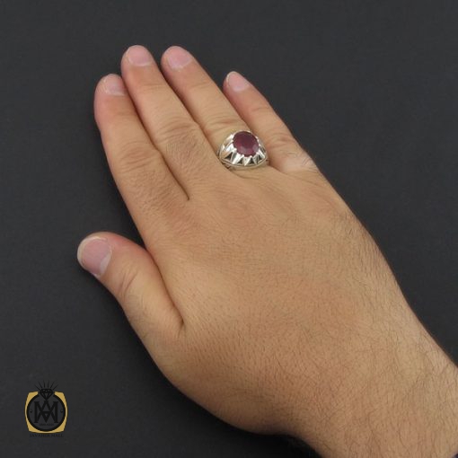 انگشتر یاقوت سرخ مردانه خوش رنگ دست ساز - کد 8951 - تصویر 5