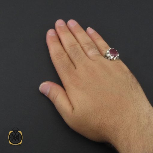 انگشتر یاقوت سرخ مردانه خوش رنگ دست ساز - کد 8956 - تصویر 5