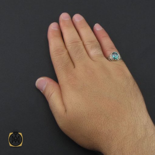 انگشتر توپاز سبز مردانه خوش رنگ  - کد 8957 - تصویر 5