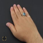 5 انگشتر فیروزه نیشابوری مردانه هنر دست استاد ربیعی - کد 8964 - تصویر 5