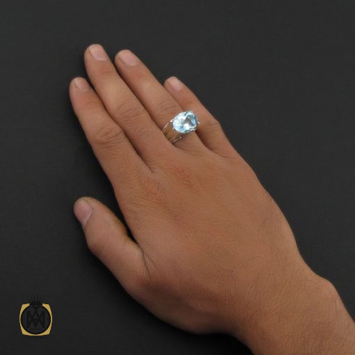 انگشتر توپاز آبی مردانه طرح صفوی هنر دست استاد شرفیان – کد 8816 - تصویر 5