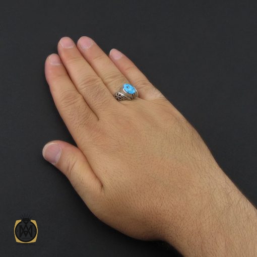 5 انگشتر فیروزه نیشابوری مردانه خوش طبع هنر دست استاد فضلی - کد 8968 - تصویر 5