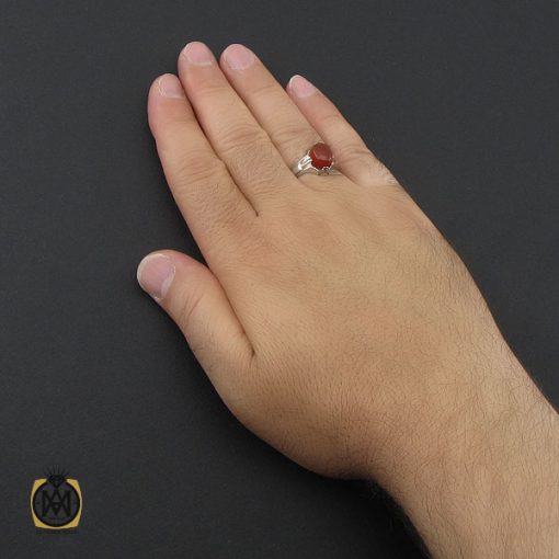 انگشتر عقیق یمن خوش رنگ مردانه دست ساز - کد 8978 - تصویر 5