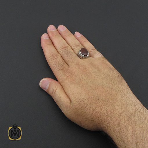 انگشتر عقیق یمن حرزدار مردانه دست ساز - کد 8981 - تصویر 5