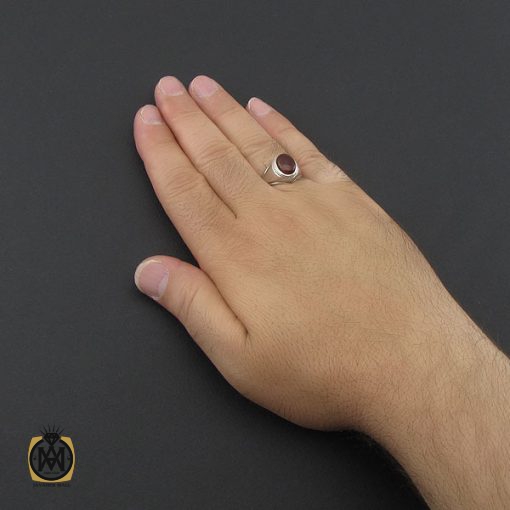 انگشتر عقیق یمن حرزدار مردانه دست ساز - کد 8982 - تصویر 5