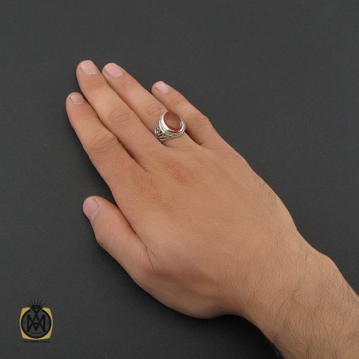انگشتر عقیق یمن مردانه رکاب دست ساز شبکه ای - کد 8989 - تصویر 5