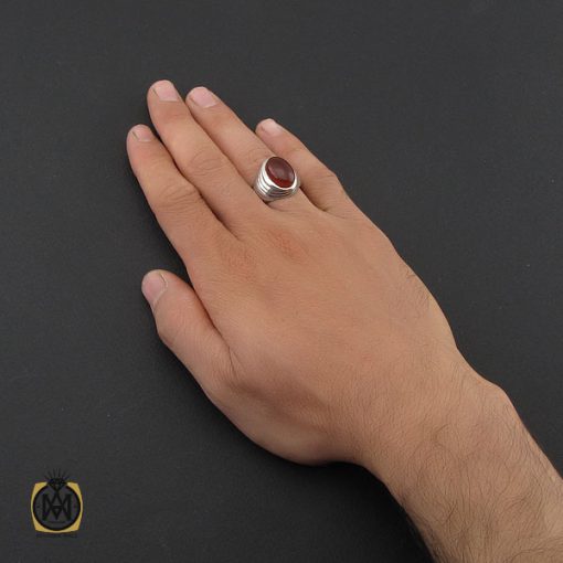 انگشتر عقیق یمن مردانه رکاب دست ساز - کد 8994 - تصویر 5
