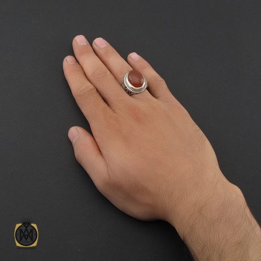 انگشتر عقیق یمن مردانه رکاب دست ساز - کد 8996 - تصویر 5