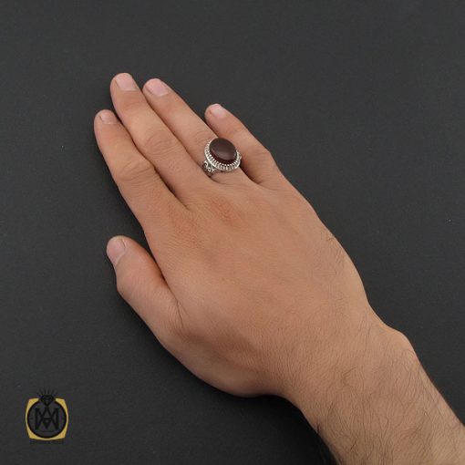 انگشتر عقیق یمن مردانه رکاب دست ساز - کد 8999 - تصویر 5