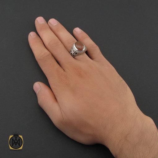 انگشتر عقیق یمن خوش نقش مردانه رکاب دست ساز - کد 10016 - تصویر 5