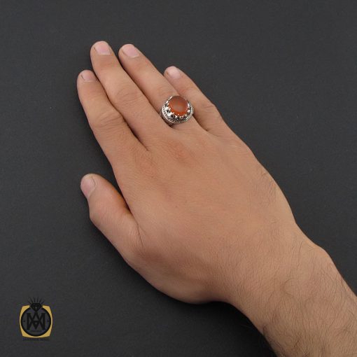 انگشتر عقیق یمن مردانه رکاب دست ساز - کد 10020 - تصویر 5