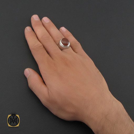 انگشتر عقیق یمن مردانه رکاب دست ساز - کد 10024 - تصویر 5