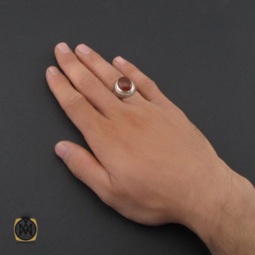 انگشتر عقیق یمن مردانه رکاب دست ساز - کد 10026 - تصویر 5