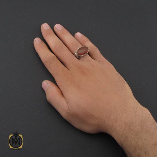 انگشتر عقیق یمن مردانه رکاب دست ساز طرح صفوی - کد 10027 - تصویر 5