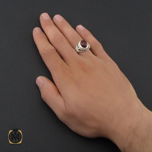 انگشتر عقیق یمن مردانه رکاب دست ساز - کد 10025 - تصویر 5