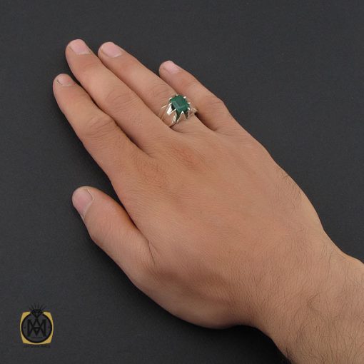 انگشتر زمرد زامبیا مرغوب و ارزشمند مردانه - کد 10031 - تصویر 5