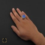5 انگشتر عقیق آبی مردانه با حکاکی یا امیرالمومنین هنر دست استاد شرفیان– کد 8821 - تصویر 5