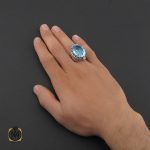 5 انگشتر توپاز آبی درشت و سلطنتی مردانه هنر دست استاد مغان - کد 10035 - تصویر 6