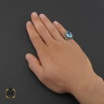 5 انگشتر توپاز آبی خوش رنگ مردانه - کد 10036 - تصویر 5