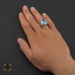 انگشتر توپاز آبی خوش رنگ مردانه دست ساز - کد 10037 - تصویر 5