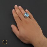 انگشتر توپاز آبی مردانه درشت و خوش رنگ - کد 10038 - تصویر 5