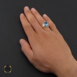5 انگشتر توپاز آبی خوش رنگ مردانه دست ساز - کد 10039 - تصویر 5