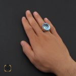 5 انگشتر توپاز آبی درشت مردانه هنر دست استاد باقرزاده - کد 10040 - تصویر 5