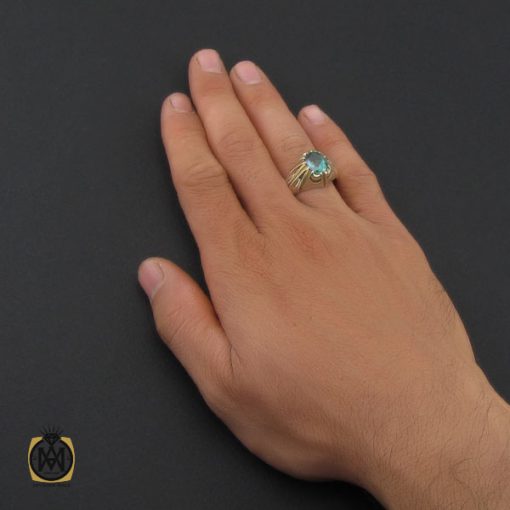 انگشتر توپاز سبز مردانه هنر دست استاد باقرزاده - کد 10042 - تصویر 5