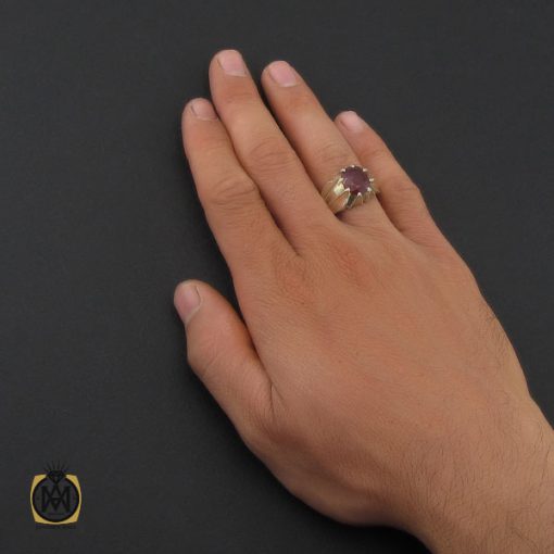 5 انگشتر یاقوت سرخ خوش رنگ مردانه هنر دست استاد باقرزاده - کد 10047 - تصویر 5