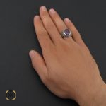 5 انگشتر عقیق یمن کبود خوش رنگ مردانه - کد 10050 - تصویر 5