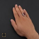 انگشتر عقیق خراسان مردانه با حکاکی یا حسین شهید - کد 10054 - تصویر 5