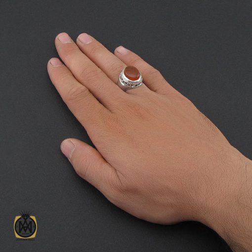 انگشتر عقیق یمن شبکه ای مردانه - کد 10063 - تصویر 5