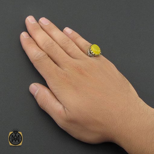 انگشتر عقیق زرد با حکاکی شرف الشمس مردانه – کد 8829 - تصویر 5