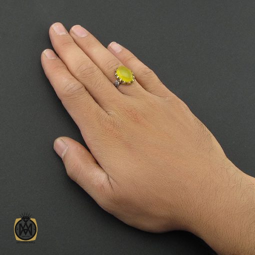 انگشتر عقیق زرد با حکاکی شرف الشمس مردانه – کد 8830 - تصویر 5