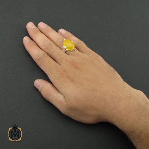انگشتر عقیق زرد با حکاکی شرف الشمس مردانه – کد 8832 - تصویر 5