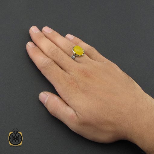 انگشتر عقیق زرد با حکاکی شرف الشمس مردانه – کد 8833 - تصویر 5