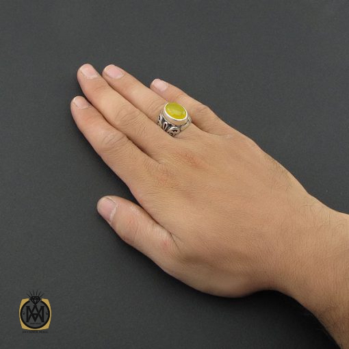 انگشتر عقیق زرد با حکاکی شرف الشمس مردانه – کد 8834 - تصویر 5