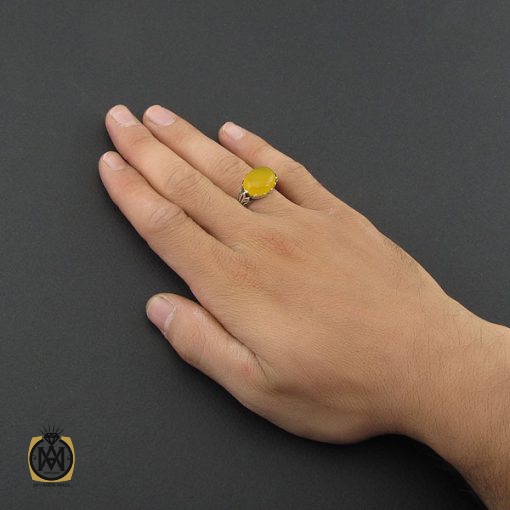 انگشتر عقیق زرد با حکاکی شرف الشمس مردانه – کد 8838 - تصویر 5