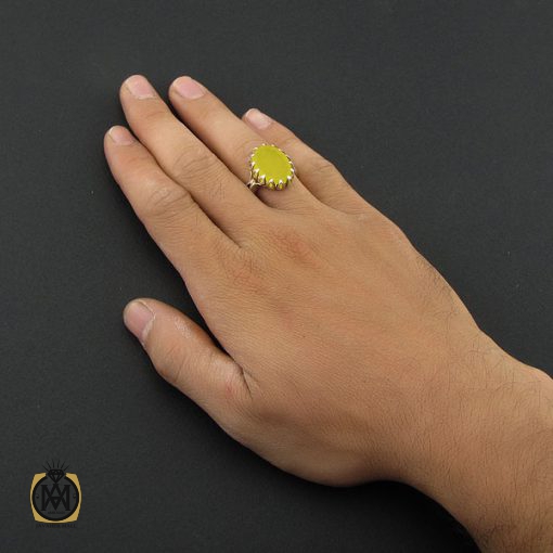 انگشتر عقیق زرد با حکاکی شرف الشمس مردانه – کد 8841 - تصویر 2